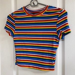 SHEIN Rainbow Crop T shirt